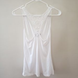 Express White Tank Top with beaded lace pattern XS